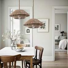 1 pieza Pantalla de lámpara de cesta de mimbre, pantalla de lámpara de rama de ratán tejida estilo bohemio, pantalla de lámpara de mimbre natural, pantalla de lámpara tejida a mano, pantalla de lámpara con forma de cabaña, adecuada para lámpara de pie, lámpara colgante, araña, lámpara de mesa, lámpara de pared, perfecta para el hogar, sala de estar, dormitorio, cocina, pasillo, cafetería, restaurante, bar de música, exterior, baño, vacaciones, Navidad, regalo - 1 pantalla de lámpara de cabaña - Ver 12