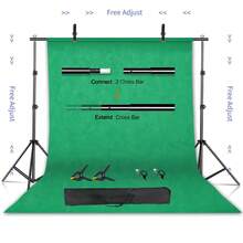Kit de soporte de fondo de fotografía SH con sistema de soporte ajustable, fondos para estudio fotográfico, marco de pantalla verde Chromakey - Verde estirable - Ver 12