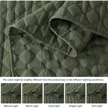 Blue Quilt King Size Bedding Sets With 2 Pillow Shams, Lightweight Soft Bedspread Coverlet, Quilted Blanket Thin Comforter Bed Cover All Season, 3 Pieces, 104x90 Inches, All - Season Bedding - 橄欖綠 - 查看 8