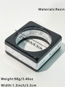 1 件经典性感女士黑白树脂手链，小众撞色设计，时尚百搭 - 多色B - 查看 8