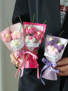 1支迷你人造花，附赠礼品袋，是情人节、母亲节花束和小礼物的理想之选 - 彩色 - 查看 1