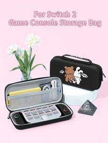 1 pieza Funda protectora con diseño lindo de oso y conejo compatible con 2 (2025), Switch NS, Switch OLED, Switch Lite, accesorios para Nintendo Switch 2/Switch, juego completo que incluye estuche de transporte, estación de acoplamiento con ranuras para tarjetas, mejor regalo para jugadores de Switch - multicolor - Ver 2