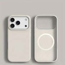 Luxury Texture Magnetic Mobile Phone Case, Suitable For  17 ProMax/ 17 Pro/ 17 Air/ 17/ 16 ProMax/ 16/ 15 ProMax, Support Wireless Charging, Simple Solid Color Protective Mobile Phone Case, Unisex, Magnetic Mobile Phone Accessories, Solid Color Mobile Phone Case,  Magnetic Protective Case, Fashion Protective Case, Minimalist Aesthetics, Advanced Texture, Durable Structure, Suitable For Men And Women - White - View 1