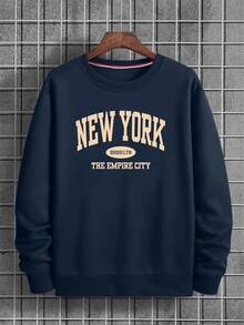 Sudadera informal holgada de algodón puro para hombre, Sudadera para Hombre con Estampado del Skyline de Nueva York y Taxi - Casual Azul Marino con Letras Blancas "NEW YORK", Suéter Cómodo de Mezcla de Poliéster para Primavera/Otoño, Diseño del Logo del Taxi Icónico de NYC (Lavable a Máquina), Ideal para Streetwear - Gris Claro - Ver 6