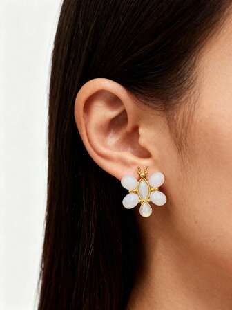 1 对复古原创空灵中世纪耳环，小众设计，简约优雅女士耳环