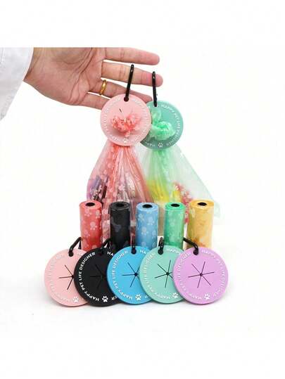 1 pieza Portabolsas para excrementos de perro, Portabolsas con clip de mosquetón, Portabolsas de manos libres para correa, Dispensador de bolsas de residuos para mascotas para accesorios de paseo de perros