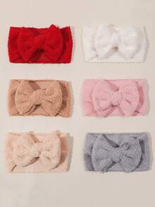 3pcs/Set Autumn/Winter New Plush Velvet Baby Headbands, Cute Bow Infant Headwraps, Solid Color Fashionable Baby Hair Accessories