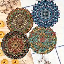 6pcs Mandala Flower Cup Coasters, Heat Insulation Coasters, Anti-Scald Placemats, Plate Coasters, Beverage Coasters, Anti-Slip Placemats - Multicolor - View 1
