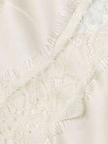 DEEKA Summer New Women's Fashion Sexy Asymmetric Lace Dress, European And American Style - Beige - View 5