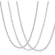 Men's Stainless Steel Silver Chain Necklace Sets ,Non Tarnish Cuban Link Jewelry Gifts - 銀色 - 查看 1