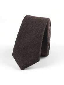 Vintage britischer Stil einfarbige Wollkrawatte, lässig-geschäftliche Schwarz- & Kaffeefarben-Krawatte, lässiges Anzug-Accessoire, Herbst/Winter