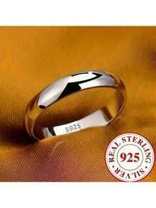 4mm Titanium Steel Plated S925 Silver Plain Ring, Non-Fading Wedding/Engagement Ring, Fashionable & Elegant Jewelry Gift, Eternal Style, Suitable For Casual Wear And Party, Christmas, Birthday, Holiday, Best Friend Gift - Silver - View 17