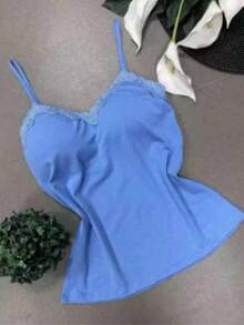 Women's Casual Lace Blouse Kit – Strappy + Padded – Daily Look - 蕾絲上衣 / 深綠色 - 查看 6