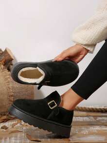 Fall/Winter New Fashionable Cute Buckle Snow Boots For Women,Fur Boots - Black - View 2
