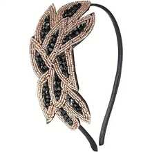 Handmade Rhinestone And Bead Hair Accessories - Elegant Vintage Leaf And Vine Hair Accessories With Black/White/Bead And Rhinestone Leaf Patterns, Wedding Prom Party Headpieces, Non-Slip Hair Accessories (No Feathers), Lace Headpieces, Elegant Headbands, Beaded Headbands, Vintage Headbands, Bohemian Headbands, Bow Headbands, Glamorous Headbands, Vintage Headbands, Women's Bow Headbands, Headband Bows, Knotted Headbands, Ruched Headbands, Bohemian Headbands, Tiara Headband, Pearl Headband, Triangle Headband, Paisley Headband, Tassel Headband, Bohemian Headband, Fashion Headband - Đen và Vàng - Xem 7