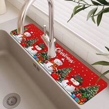 1pc, New Year's Christmas Diatom Mud Faucet Absorbent Pad, Bathroom Faucet Splash Pad, Moisture-Proof Anti-Slip Faucet Pad, Kitchen Counter Accessories. - Multicolor - View 19