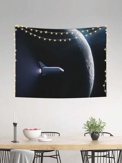 Tapiz floral bohemio de la misión lunar BFR - Decoración acogedora para dormitorio/sala de estar - Equipado con 3 ganchos con púas y 3 ganchos de clavo sin rastro