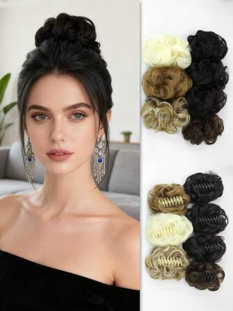 1 Stück Haarschmuck für Dutt-Frisur, Damen Synthetik Locken Haarklammer, einfach zu tragen, Haarklammer Accessoire, geeignet für Hochzeitsfrisuren von Frauen