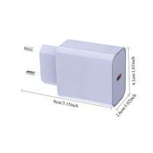 20W PD Fast Charger, Compatible With IPhone 17/16/15/Pro/Pro Max, Type-C Wall Charger With Type-C To Type-C Fast Charging Cable; Portable USB-C Adapter, Compatible With Samsung Galaxy S25/S24/S23/S22/S21/S20/Ultra/Note 20/10 - EU C Type Plug(220-240V) - View 4