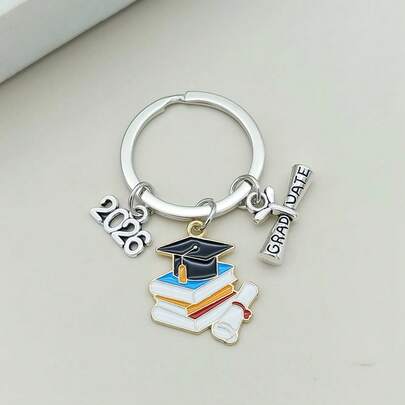 1 pieza Llavero con dije de birrete de graduación de temporada 2026, unisex, regalo conmemorativo de graduación