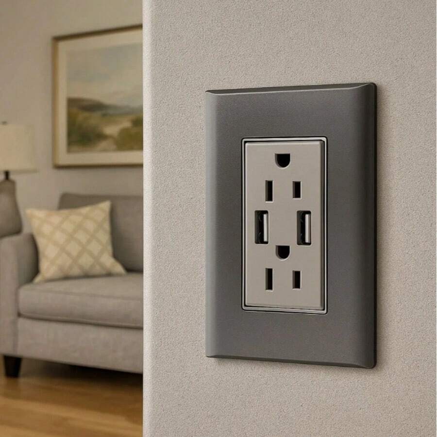 Megaluz Contacto Dúplex Enchufe Contacto Carga Usb 2.1amp - Gris - Ver 1