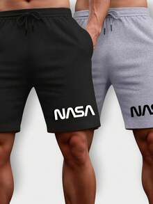 Kit 2 Bermudas Masculina Short Academia Moletom com Bolso Confortável Verão Esportes  Street Confortável P M G GG G1 G2 G3 Entrega Rápida - Preto-Cinza - Visão 2
