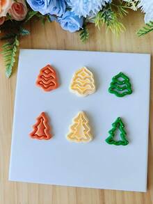 1 pieza Cortador de arcilla polimérica con diseño diferente de árbol de Navidad, molde de corte de arcilla navideña, herramienta de cerámica suave DIY, kit de fabricación de joyas de arcilla polimérica para pendientes, adornos navideños y manualidades festivas, suministros para manualidades