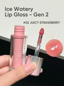 JUDYDOLL Ice Watery Lip Gloss-Gen 2 Shiny Mirror Lip Gloss, Moisturizing & Nourishing Essence, Long-Lasting - 02 Juicy Strawberry - View 2