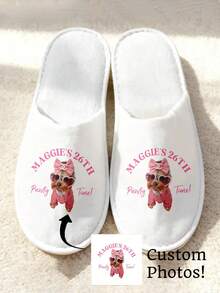 Personalized Slippers With Texts/Photo For Bridal/Birthday/Birth Party Gifts. Custom Slippers/Party Favors & Gifts. Custom Wedding Slippers, Fluffy Bridesmaid Slippers, Personalized Wedding Slippers, Christmas Party Slippers - Multicolor - View 4
