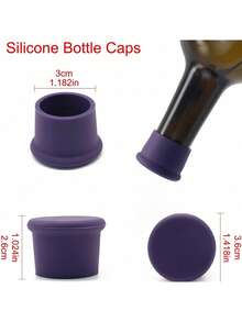 6pcs/Set Silicone Wine Stoppers, Reusable, Suitable For Wine, Beer, Champagne Bottles, Dishwasher , Keeps Drinks Fresh - Multicolor - View 3