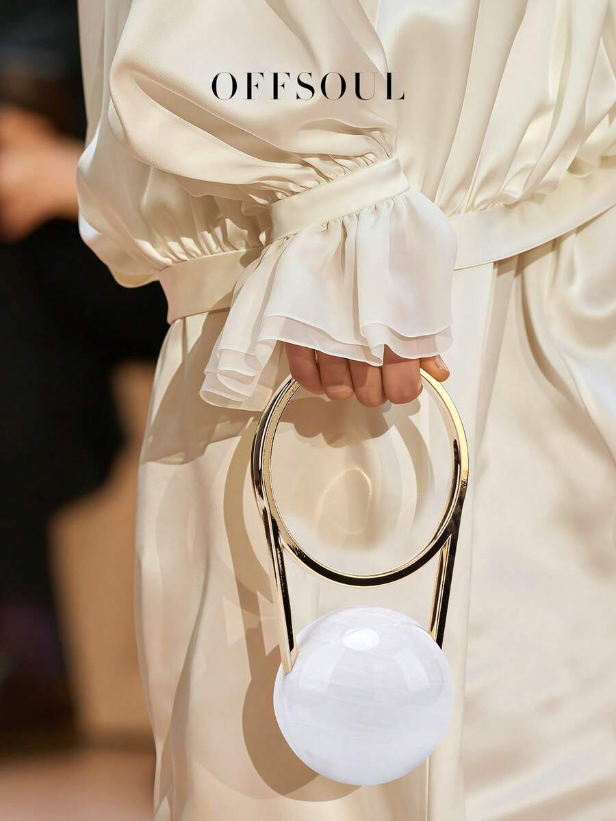 White Bridal Wedding Party Bag With High-End Pearl, Acrylic & Marble Design, Elegant Handbag/Shoulder Bag For Women, Suitable For Party, Banquet, Beach Vacation - 白色 - 查看 1