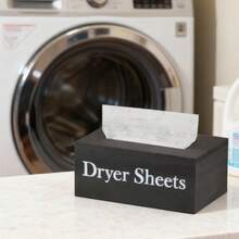 1 pieza Soporte de madera para hojas de secadora de ropa - Contenedor para hojas suavizantes, Contenedor rústico para hojas de secadora con tapa con bisagras y gancho, Dispensador de hojas de secadora para organización y decoración del cuarto de lavado