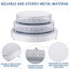 3-Piece Cake Stand Set Round Metal Cake Stands Dessert Display Cupcake Stands, Gold - 白色 - 查看 7