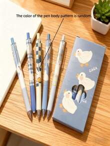6支装超可爱Go Duck中性笔，ST笔尖，哑光黑碳素墨水 | 时尚心形设计，符合人体工程学的握把，非常适合问答、学习、考试 | 情人节、返校、办公室使用的理想之选 - 彩色 - 查看 8