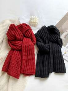 1pc Solid Color Knitted Scarf, Soft & Gentle For Kids, Suitable For Daily Wear, School, Outings, Festivals, Fashion Accessory For Children - Multicolor - View 11