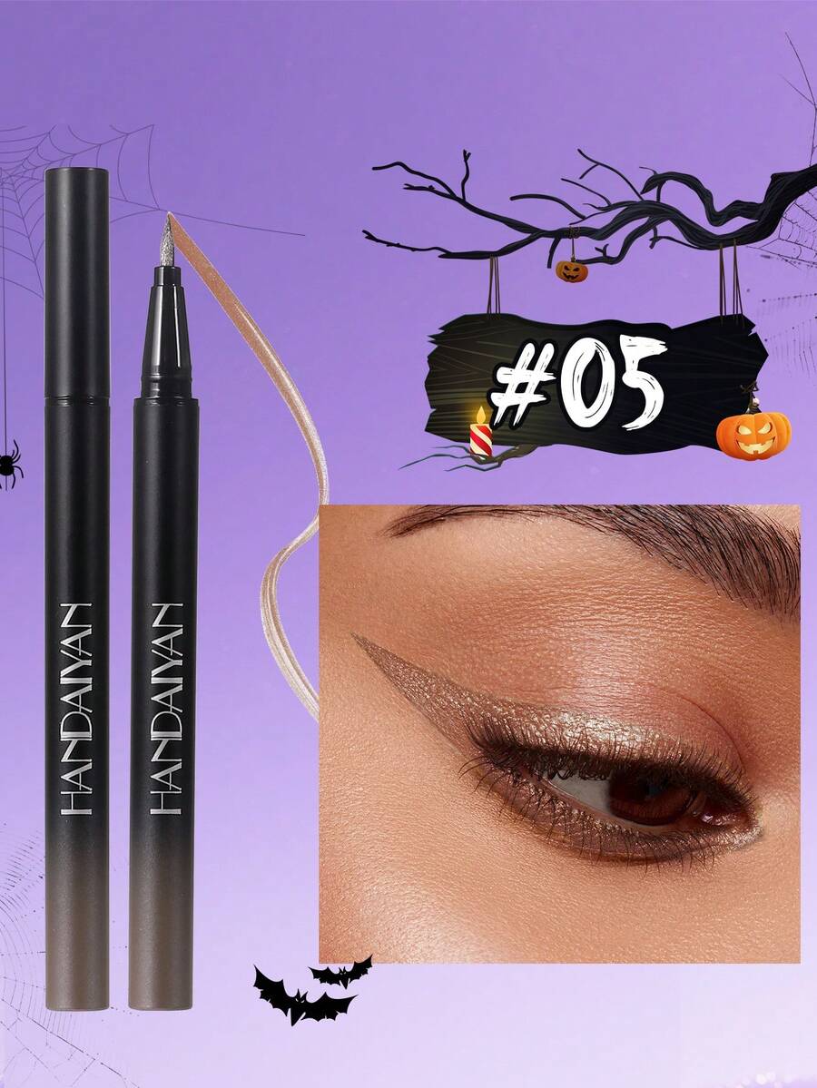 HANDAIYAN Waterproof, Smudge-Proof, Quick-Drying Metallic Liquid Eyeliner Pencil, Long-Lasting Pearl Finish, Suitable For Halloween, Costume Play, Parties, Christmas, Autumn/Winter Makeup - 05 - 查看 1