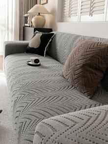 1 件提花纯色弹力全覆盖沙发套，简约风格，宠物友好型防滑防脏防刮，适合所有季节，可机洗，节日和家居装饰沙发保护套 - 深灰色 - 查看 8