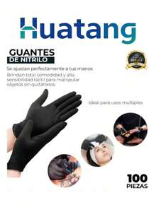 Guantes de nitrilo vinilo negro libre de látex 100 piezas: paquete de guantes desechables sin látex, resistentes a químicos y punzadas, uso sanitario e industrial. - MEDIANO - Ver 5