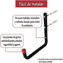 Fishlead 6 Piezas Ganchos de Garaje, Gancho Bicicleta Pared, Ganchos de Almacenamiento de Utilidad, Ganchos en J Negros con Tornillos, para Organizar Herramientas de Jardín, Escaleras, Mangueras