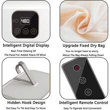 便携式电动干衣机，迷你紧凑型可折叠干衣机，带遥控器，附赠烘干袋，是旅行、房车、家庭、公寓的理想之选，也是假日旅行、圣诞节、情人节和各种节日的完美礼物。