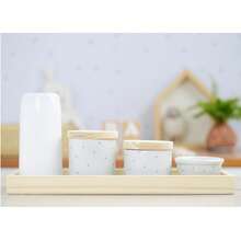 Porcelain Hygiene Care Kit Polka Dot Baby Tray Modern Boy Girl Children's Bedroom Washbasin Bathroom K066 - 灰色 - 查看 12