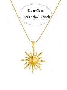 1 件独特设计时尚水晶月亮、太阳、星星吊坠项链，优雅百搭项圈项链，适合女性日常佩戴和派对配饰，礼物 - 太陽花吊墜項鍊 - 查看 12