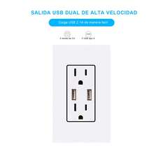 5pzs Placas Contacto Dúplex Doble Toma Corriente Con 2 Usb Blanco - Blanco - Ver 6