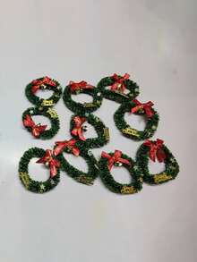 5 piezas/10 piezas Minicoronas navideñas de estrella con lazo de campana de cascabel para escena en miniatura