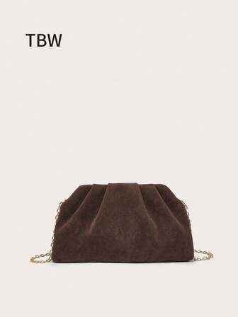 Women's Slouchy Shoulder Bag, Square Bag, Pleated Silk Satin Texture, Wrinkled Feel, Lightweight And Stylish, Metal Chain, Suitable For Evening Outings And Shopping.