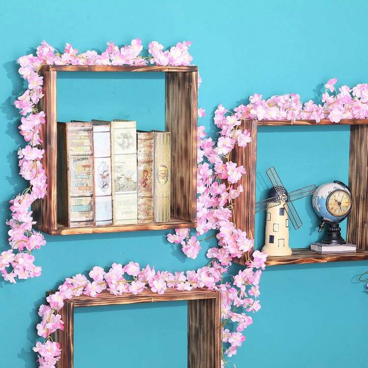 1/80支人造樱花藤蔓 - 仿真樱花花环，适用于家居、花园、婚礼拱门、派对装饰、春季 - 粉色 - 查看 6
