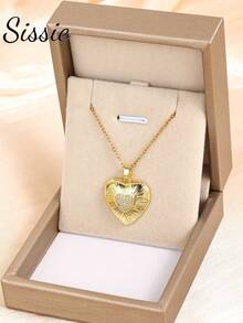 قلادة قلب من الذهب اللون والزركونيا المكعبة للأطفال، مصنوعة من الفولاذ المقاوم للصدأ، إكسسوار أنيق للحفلات والأعياد والمناسبات اليومية، هدية عيد ميلاد للأطفال