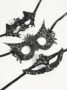 2 个性感黑色蕾丝眼罩、万圣节服装派对面具化妆舞会道具、万圣节派对用品、派对道具、万圣节气氛用品、恶搞装扮装饰、合身、装扮舞会、面具派对 - 彩色 - 查看 10