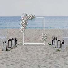 Quadratischer Hochzeitsbogen 3,28 x 2,46 ft quadratischer Metall-Hintergrundständer Weißer Hochzeitsbogen Hochzeitsdekorationsständer Bogenstütze für Hochzeiten, Geburtstage, Partys, Gärten - Weiss - Übersicht 4