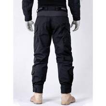 Men's Tactical Pants With Knee Pads, Camo Cargo Pants, Ripstop Hunting Hiking Outdoor Pants, 10 Pockets (Belt Not Included) - Black1 - View 3